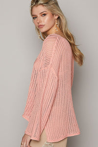 POL Open Knit Star Sweater in Peach Sweaters POL   