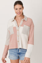 Load image into Gallery viewer, Mystree Color Block Shacket in Rose/Ivory
