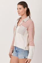 Load image into Gallery viewer, Mystree Color Block Shacket in Rose/Ivory

