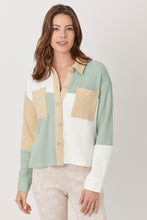 Load image into Gallery viewer, Mystree Color Block Shacket in Green/Ivory
