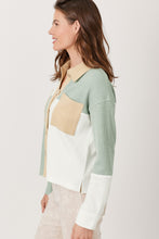 Load image into Gallery viewer, Mystree Color Block Shacket in Green/Ivory
