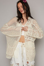 Load image into Gallery viewer, POL Contrasting Pattern Knitted Open Front Cardigan in Natural Cardigan POL Clothing   
