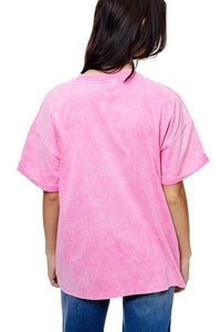 "Glitter" Bow Ribbons Graphic Tee in Bubble Pink Graphic Tees Zutter   