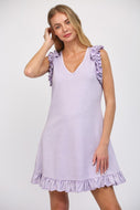 FATE Solid Color Casual Mini Dress in Lilac Breeze