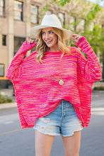Load image into Gallery viewer, Easel Multi Color Light Weight Sweater in Hot Pink Top Easel   
