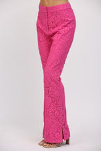 Load image into Gallery viewer, FATE Solid Color Floral Lace Pants in Hot Pink
