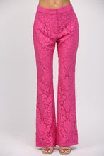 Load image into Gallery viewer, FATE Solid Color Floral Lace Pants in Hot Pink
