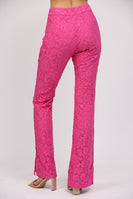 FATE Solid Color Floral Lace Pants in Hot Pink