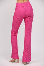 Load image into Gallery viewer, FATE Solid Color Floral Lace Pants in Hot Pink
