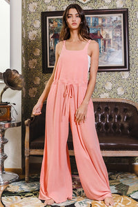 BucketList O-ring & Strap Wide Leg Jumpsuit in Coral Jumpsuit Bucketlist   