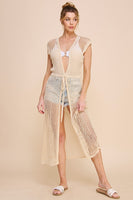 Allie Rose Open Weave Knitted Cardigan in Natural Cardigan Allie Rose   