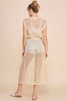 Allie Rose Open Weave Knitted Cardigan in Natural Cardigan Allie Rose   