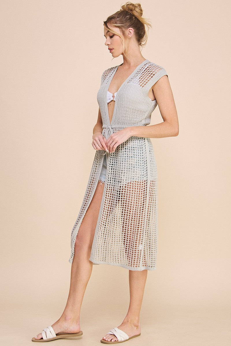 agawd ニットロングジレ High collar mohair dress Blue For Women | Maje