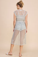 Allie Rose Open Weave Knitted Cardigan in Soft Grey Cardigan Allie Rose   