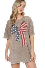 Load image into Gallery viewer, America Lace Bow Graphic Tee in Mocha Graphic Tees Zutter   
