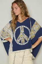 Load image into Gallery viewer, POL Oversized Peace Sign Patch Hooded Top in Indigo/Ivory
