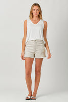 Mystree Washed Denim Shorts in Oatmeal