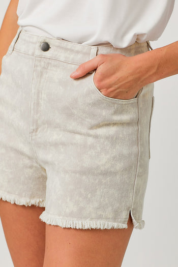 Mystree Washed Denim Shorts in Oatmeal