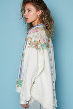 Load image into Gallery viewer, POL Oversized Contrasting Fabric Shacket in Ivory Multi
