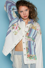 Load image into Gallery viewer, POL Oversized Contrasting Fabric Shacket in Ivory Multi
