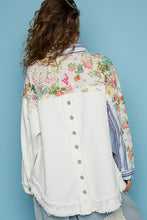 Load image into Gallery viewer, POL Oversized Contrasting Fabric Shacket in Ivory Multi
