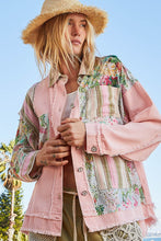 Load image into Gallery viewer, POL Oversized Contrasting Fabric Shacket in Powder Pink Multi
