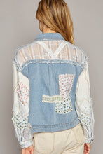 Load image into Gallery viewer, POL Oversized Crochet and Patchwork Jacket in Denim Jacket POL Clothing   
