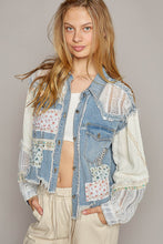 Load image into Gallery viewer, POL Oversized Crochet and Patchwork Jacket in Denim Jacket POL Clothing   
