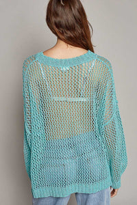 POL Open Knit Top with Knit Star Details in Electric Blue Shirts & Tops POL Clothing   