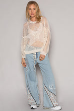 Load image into Gallery viewer, POL Open Knit Top with Knit Star Details in Natural ON ORDER Shirts &amp; Tops POL Clothing   
