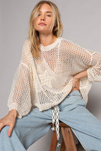 Load image into Gallery viewer, POL Open Knit Top with Knit Star Details in Natural Shirts &amp; Tops POL Clothing   
