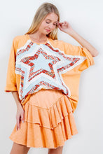 Load image into Gallery viewer, J.Her Quilted Star Patched Top in Soft Orange Shirts &amp; Tops J.Her   
