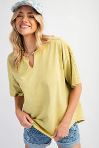 Easel Cotton Jersey Oversized Top in Green Tea Shirts & Tops Easel   