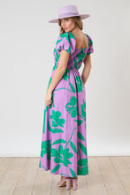 Load image into Gallery viewer, Peach Love Floral Print Maxi Dress with Smocked Bust in Lavender Multi Dress Peach Love California   
