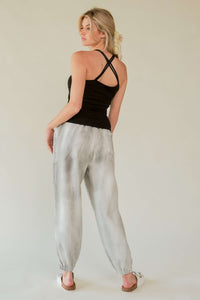 Davi & Dani Mineral Washed Joggers with Rhinestones in Grey