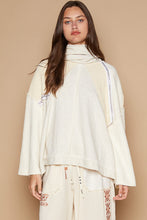 Load image into Gallery viewer, POL OVERSIZED Thermal and Terry Knit Oversized Top with Stud Trim Details in Oatmeal
