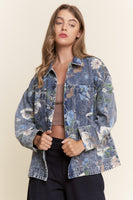 J.nna Floral Print Jacket in Floral Denim