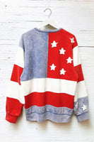 Sewn+Seen American Flag Sweatshirt in Red/Blue/White Shirts & Tops Sewn+Seen   