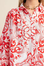 Load image into Gallery viewer, GiGio OVERSIZED Vibrant Print Top in Red
