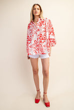 Load image into Gallery viewer, GiGio OVERSIZED Vibrant Print Top in Red
