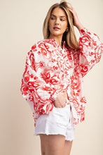 Load image into Gallery viewer, GiGio OVERSIZED Vibrant Print Top in Red
