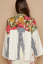 Load image into Gallery viewer, POL Cropped  Mixed Print Jacket in Floral/Stripe Jacket POL Clothing   
