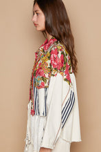 Load image into Gallery viewer, POL Cropped  Mixed Print Jacket in Floral/Stripe Jacket POL Clothing   
