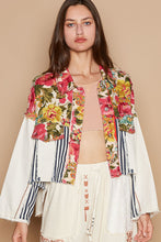 Load image into Gallery viewer, POL Cropped  Mixed Print Jacket in Floral/Stripe Jacket POL Clothing   
