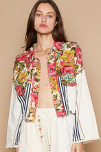 Load image into Gallery viewer, POL Cropped  Mixed Print Jacket in Floral/Stripe Jacket POL Clothing   
