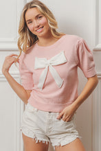 Load image into Gallery viewer, BiBi Lightweight Knit Sweater with Bow Patch in Pink
