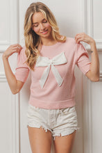 Load image into Gallery viewer, BiBi Lightweight Knit Sweater with Bow Patch in Pink
