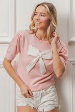 Load image into Gallery viewer, BiBi Lightweight Knit Sweater with Bow Patch in Pink
