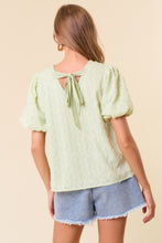 Load image into Gallery viewer, Doe &amp; Rae Textured Top with Back Tie in Light Sage
