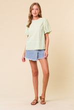 Load image into Gallery viewer, Doe &amp; Rae Textured Top with Back Tie in Light Sage
